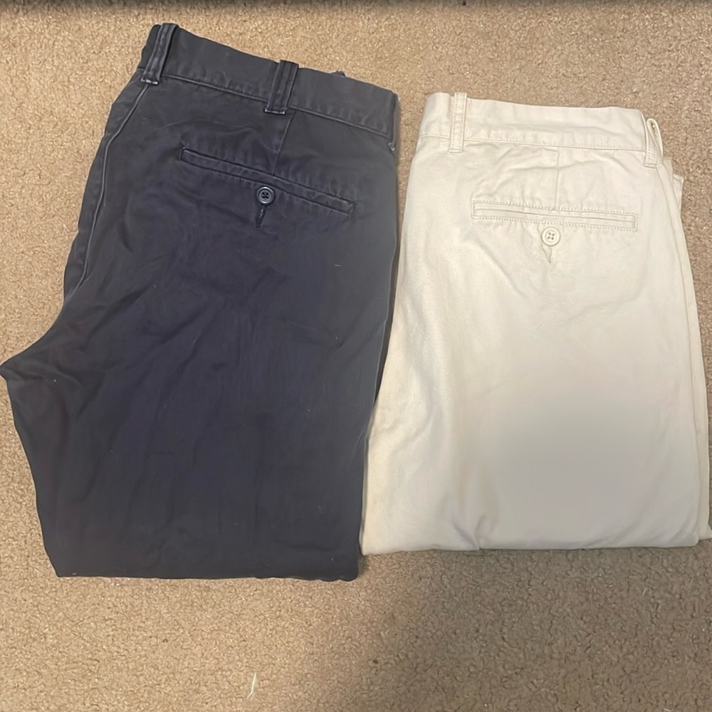2 J. Crew Khaki Chinos Blue White Size 31x32